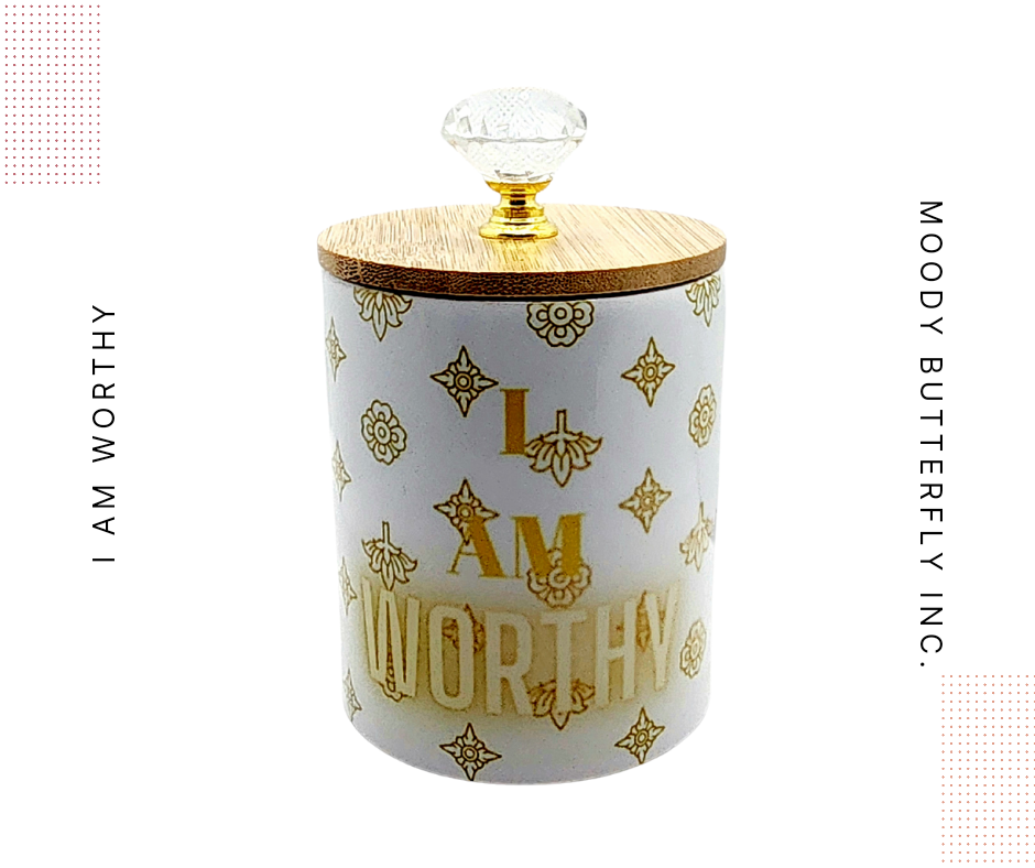 I Am Worthy Scented Soy Wax Empowerment Candle (Self-Love, Self-Acceptance)