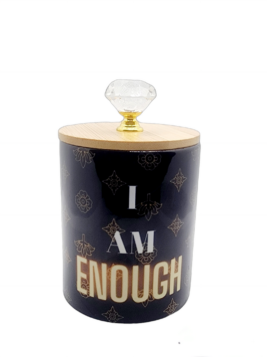 I Am Enough 10oz Luxury Scented Soy Candle | Empowering Notes of Black Cherry, Vanilla, and Musk | Self-Love Empowerment Candle