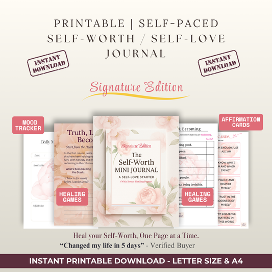 Self-Worth Signature Journal | Whole On Arrival™ Guided Reflection & Healing Journal